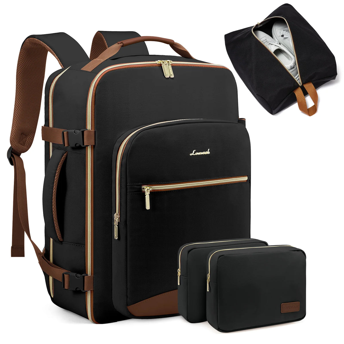 Padded back panel and adjustable straps on the travel backpack