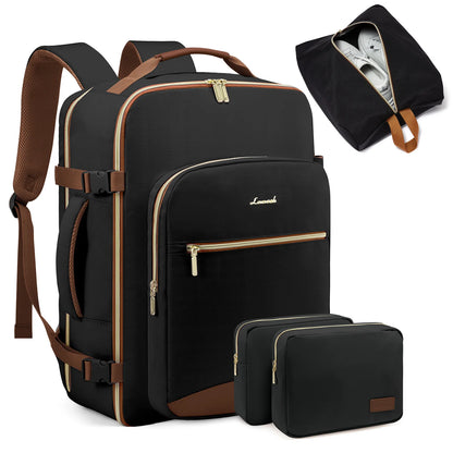 Padded back panel and adjustable straps on the travel backpack