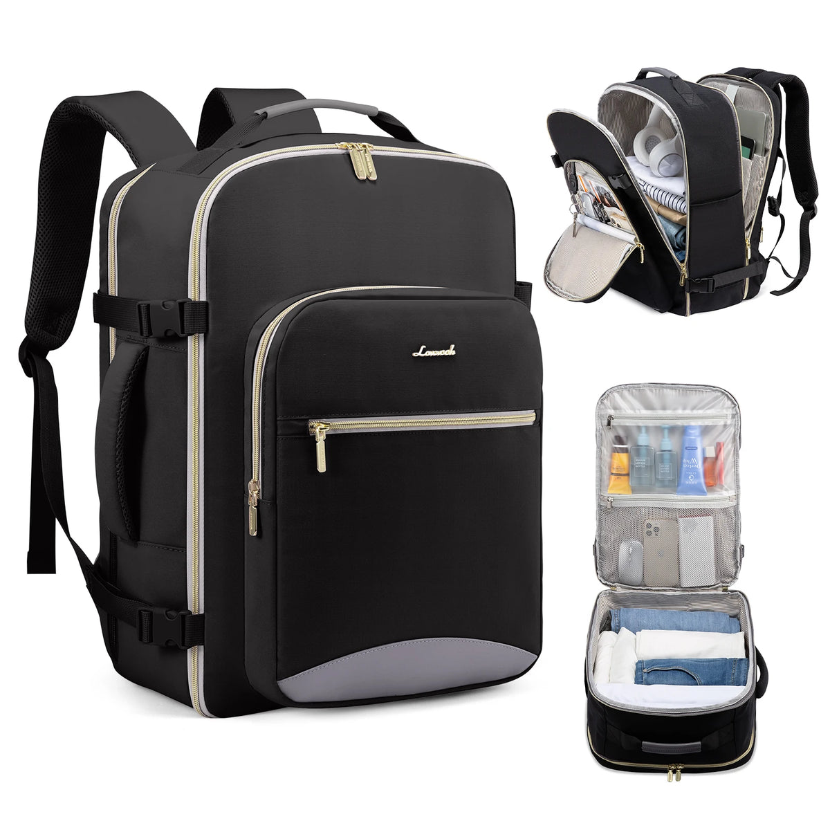 Under-Seat 40L Travel Backpack with 3 Packing Pockets