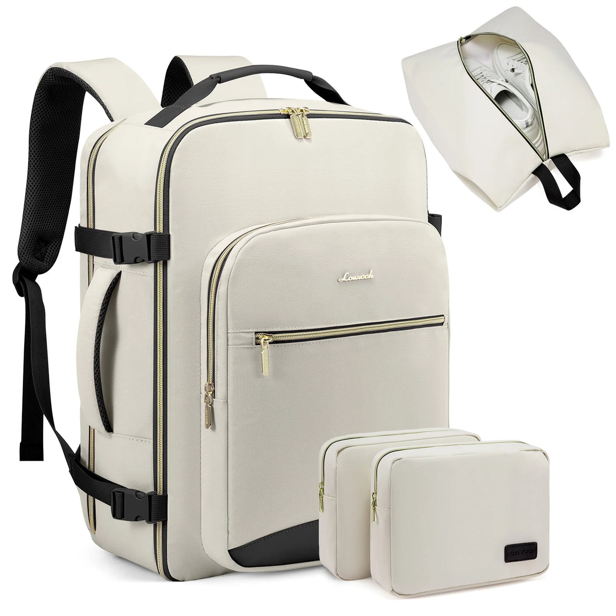Travel backpack packed with the included packing pockets inside the main compartment