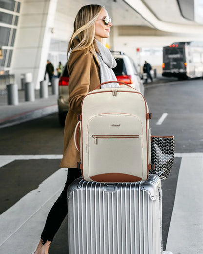 Travel backpack worn on the back while traveling