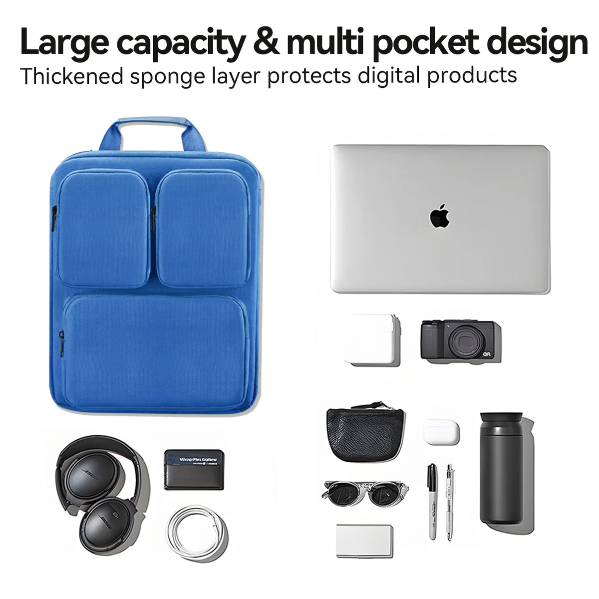 Carry-On Luggage Strap – Suitcase Backpack Attachment with Storage Pockets