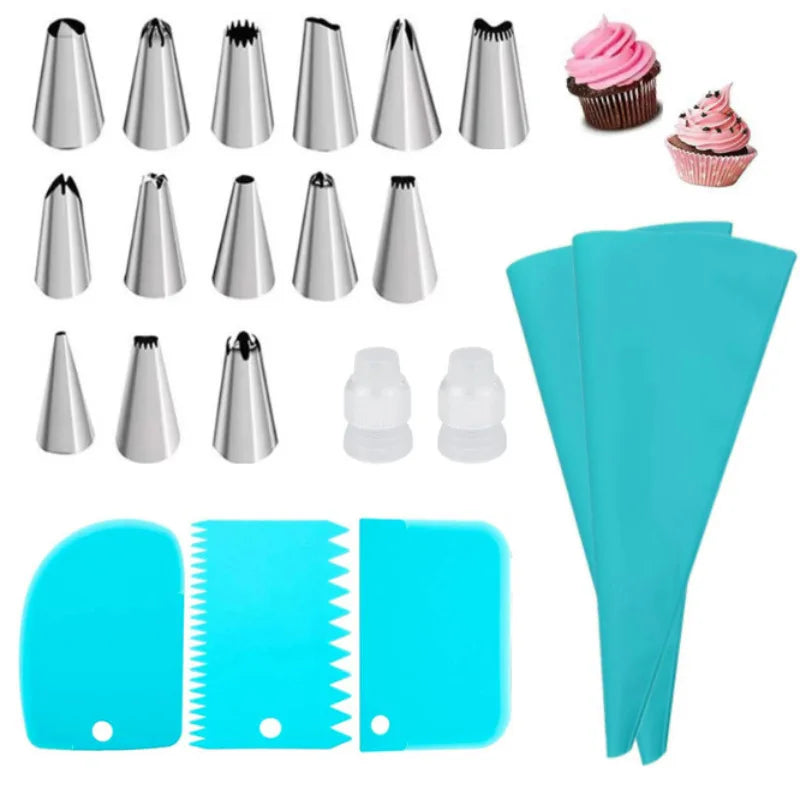 Silicone Piping Bag & Tip Set – Reusable Cake Decorating Kit