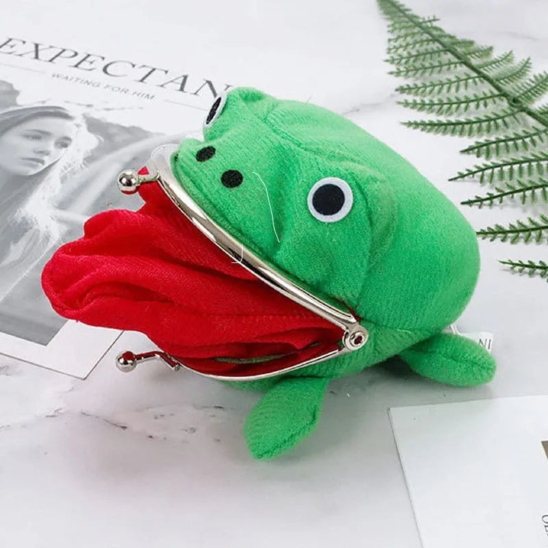 Plush Frog Coin Pouch – Ninja Theme Zip Wallet