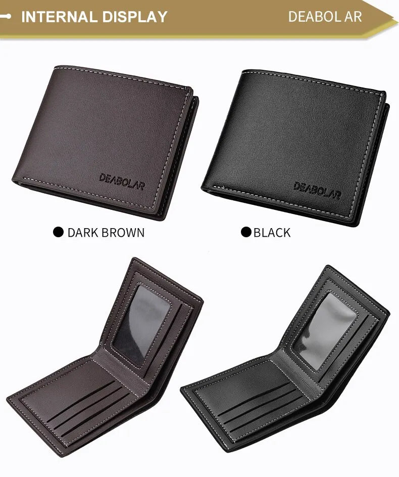 Men's Slim PU Leather Bifold Wallet