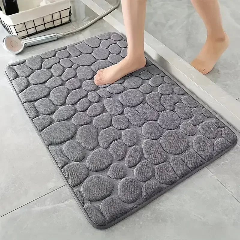 Cobblestone 3D Non-Slip Bath Mat – Absorbent & Machine Washable