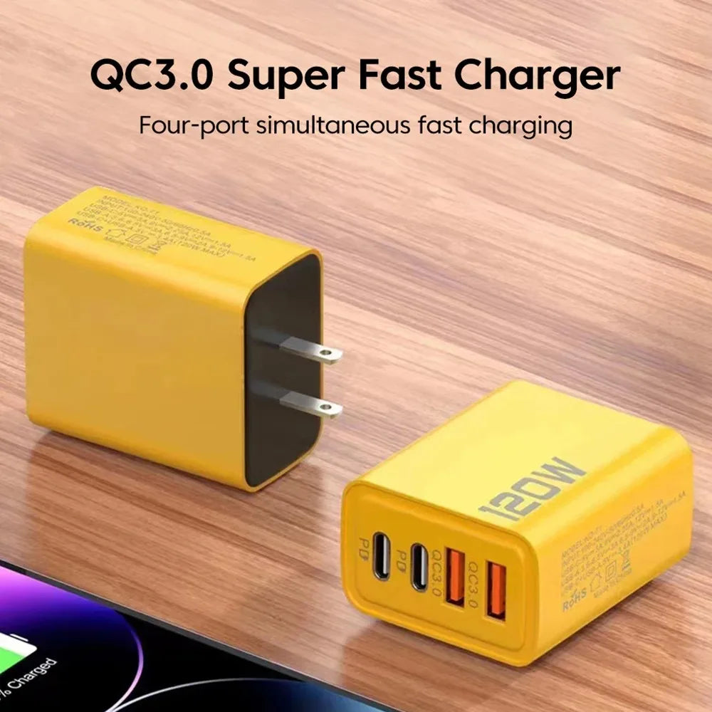 4-Port USB-C Fast Charger – PD Wall Adapter
