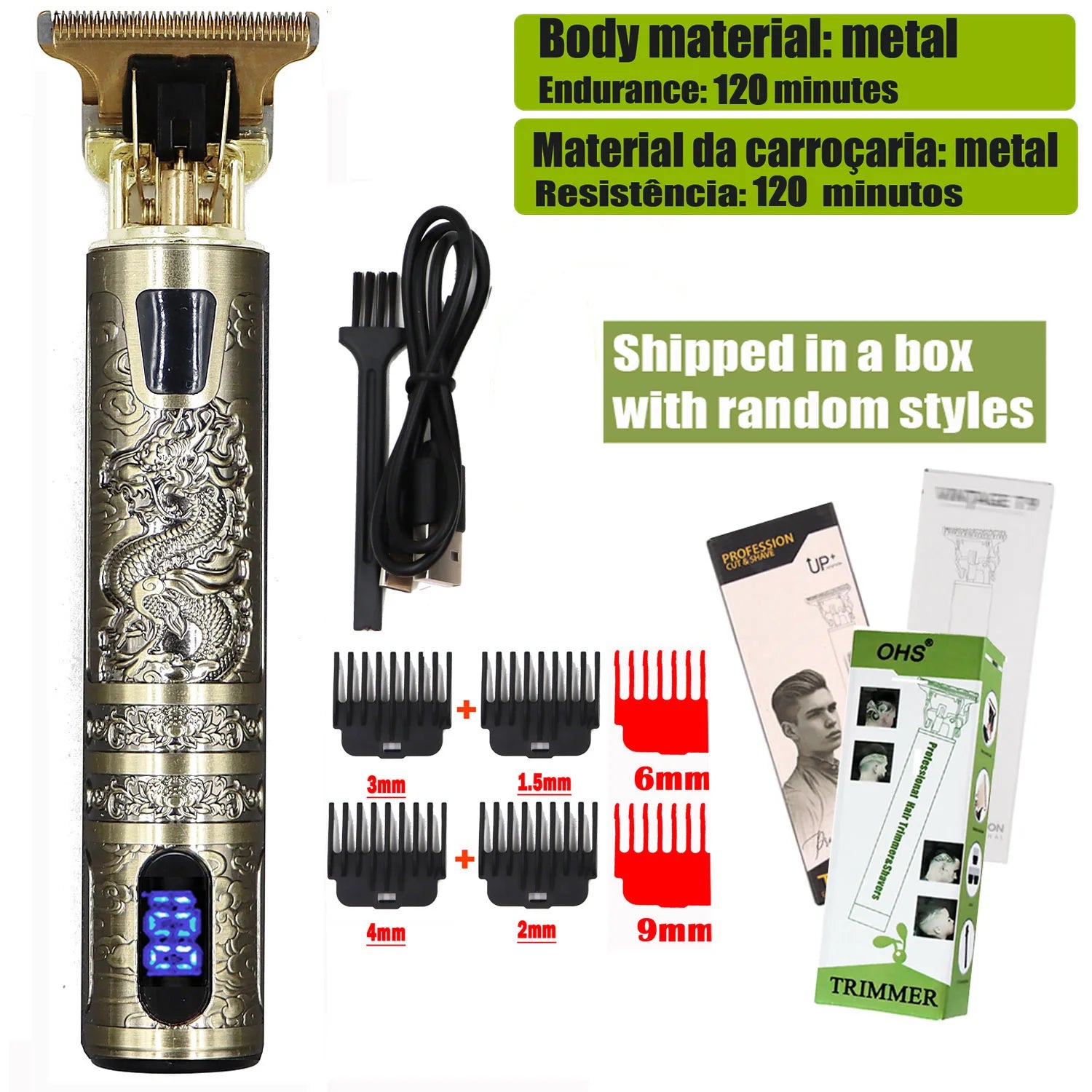 T9 Rechargeable Hair Clipper – 0mm Precision Trimmer