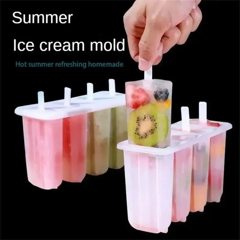4-Slot Popsicle Mold with Lid – Homemade Ice Pop Maker