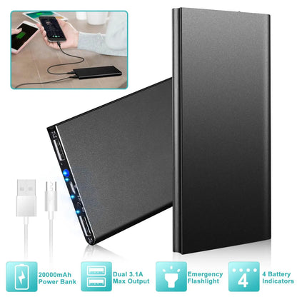 20000mAh travel power bank in black