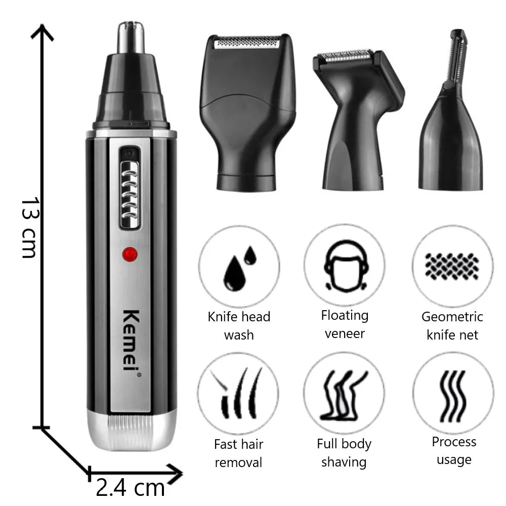 4-in-1 Rechargeable Nose & Ear Hair Trimmer for Men