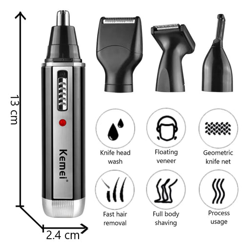 4-in-1 Rechargeable Nose & Ear Hair Trimmer for Men