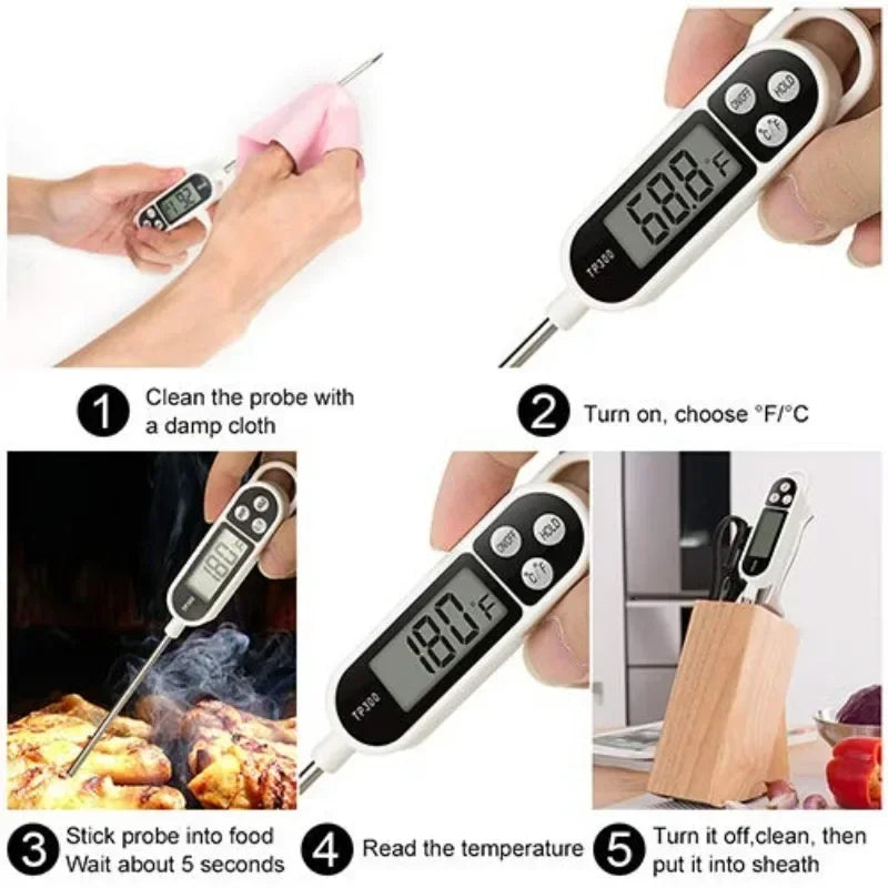 Digital Food Thermometer – Instant-Read Meat & Oil Probe