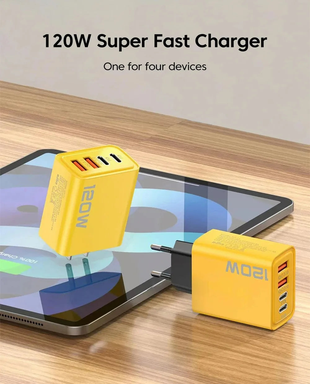4-Port USB-C Fast Charger – PD Wall Adapter