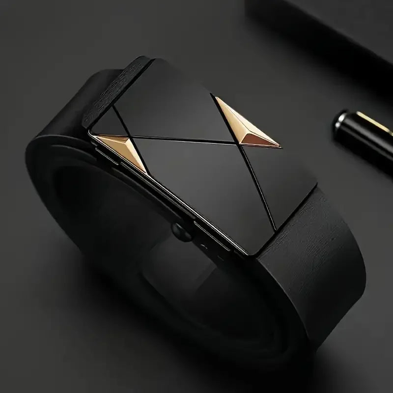 Men's PU Leather Belt with Automatic Buckle