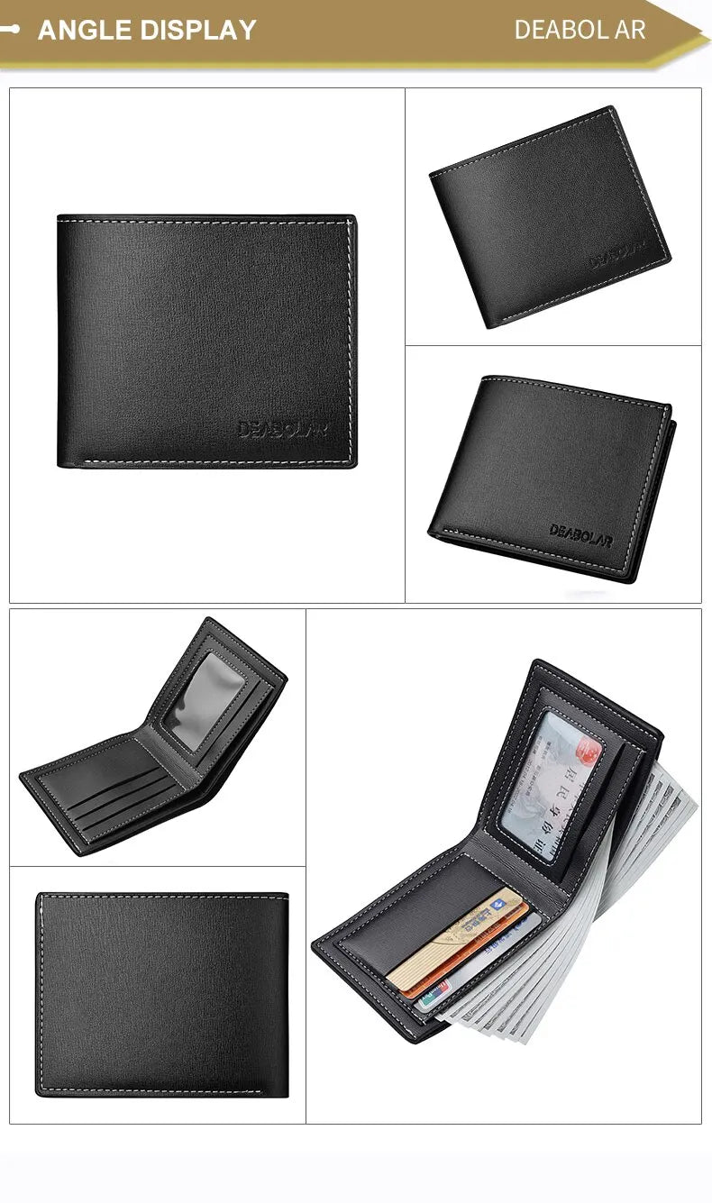 Men's Slim PU Leather Bifold Wallet