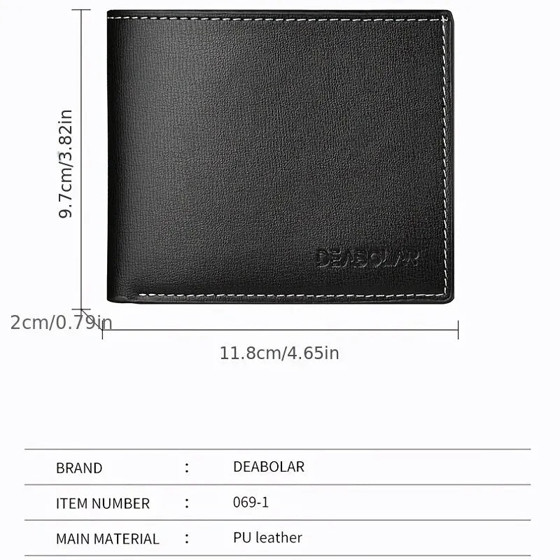 Men's Slim PU Leather Bifold Wallet