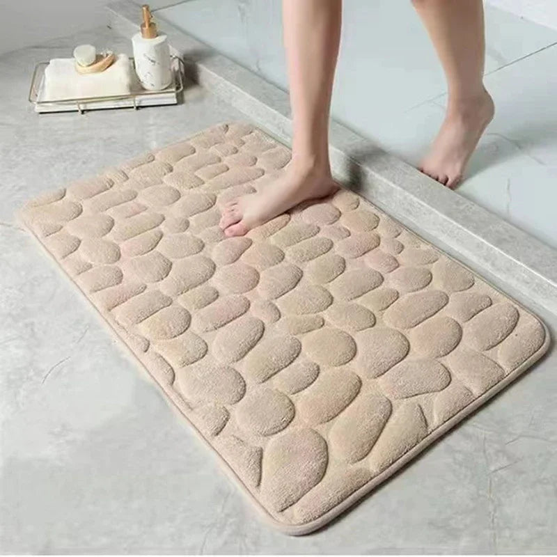 Cobblestone 3D Non-Slip Bath Mat – Absorbent & Machine Washable