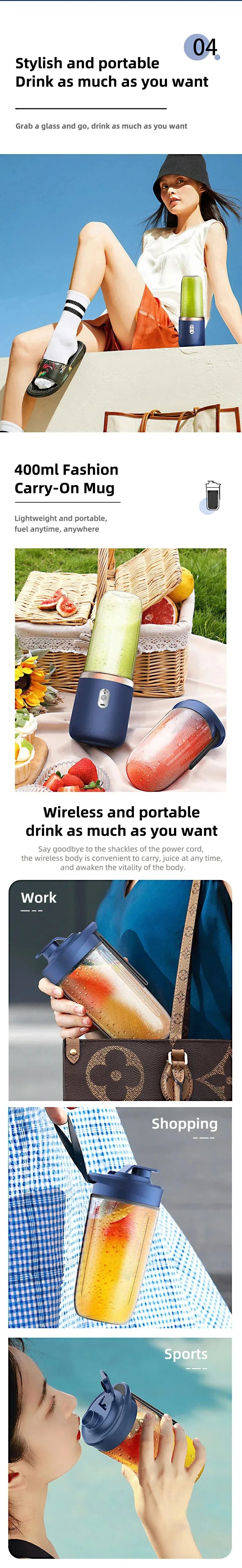 Portable USB Blender Cup – Rechargeable Travel Juicer