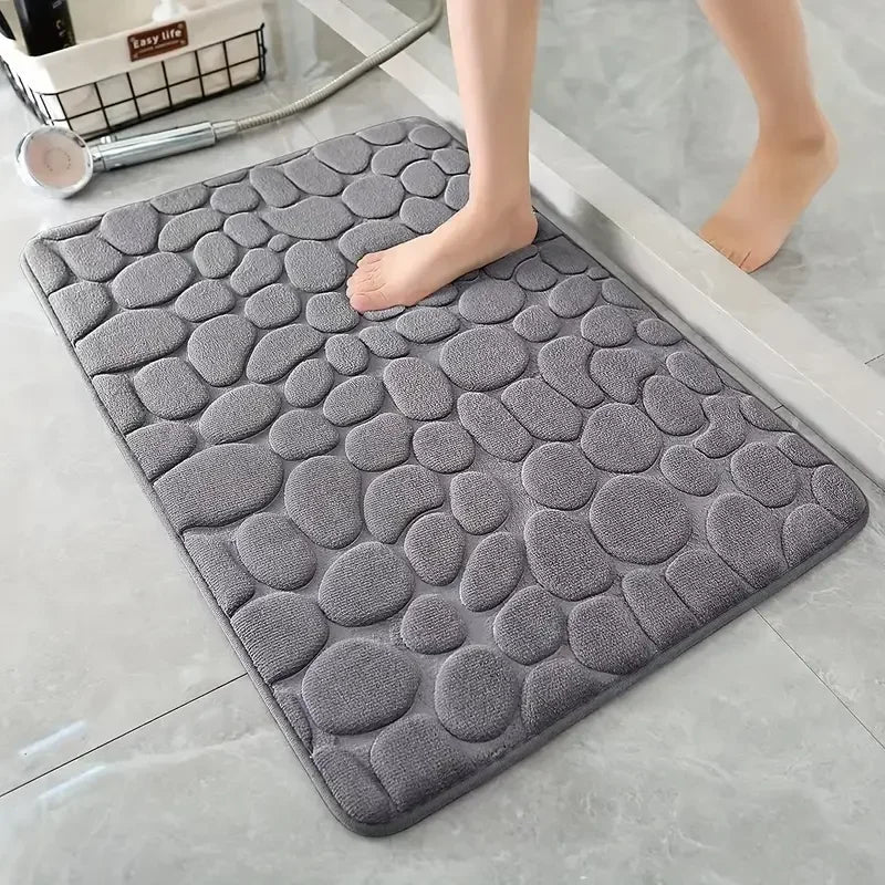 Cobblestone 3D Non-Slip Bath Mat – Absorbent & Machine Washable