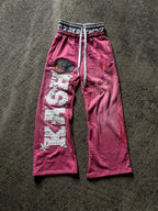 Embroidered Straight-Leg Casual Pants