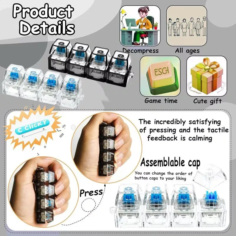 Light-Up Clicky Keychain – Stress Relief Button Toy