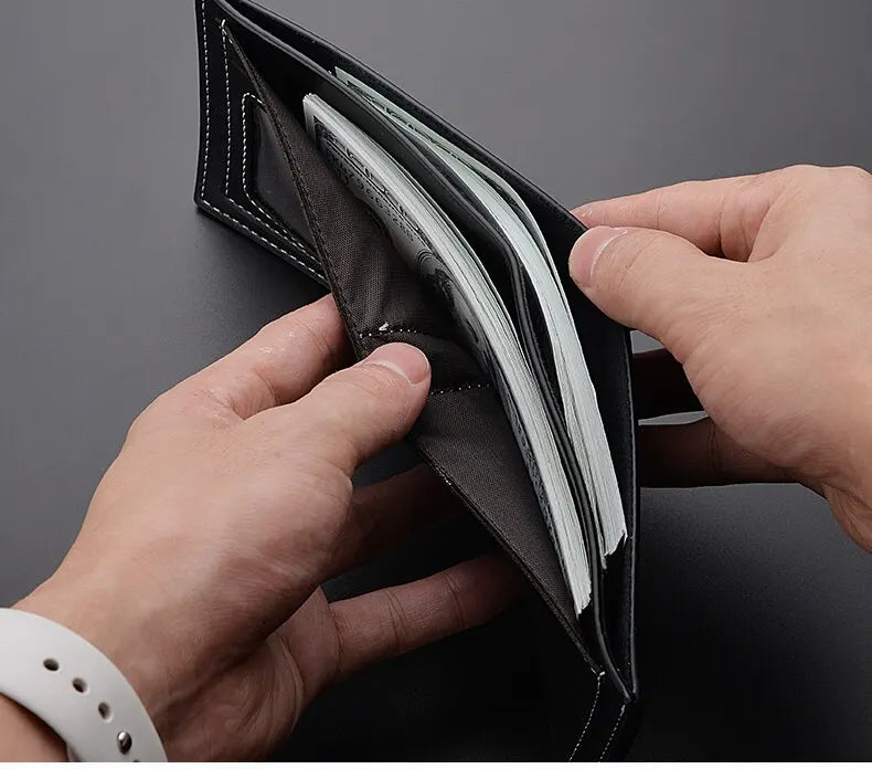 Men's Slim PU Leather Bifold Wallet