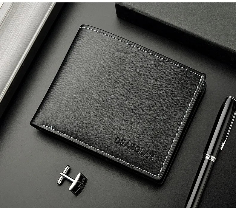 Men's Slim PU Leather Bifold Wallet