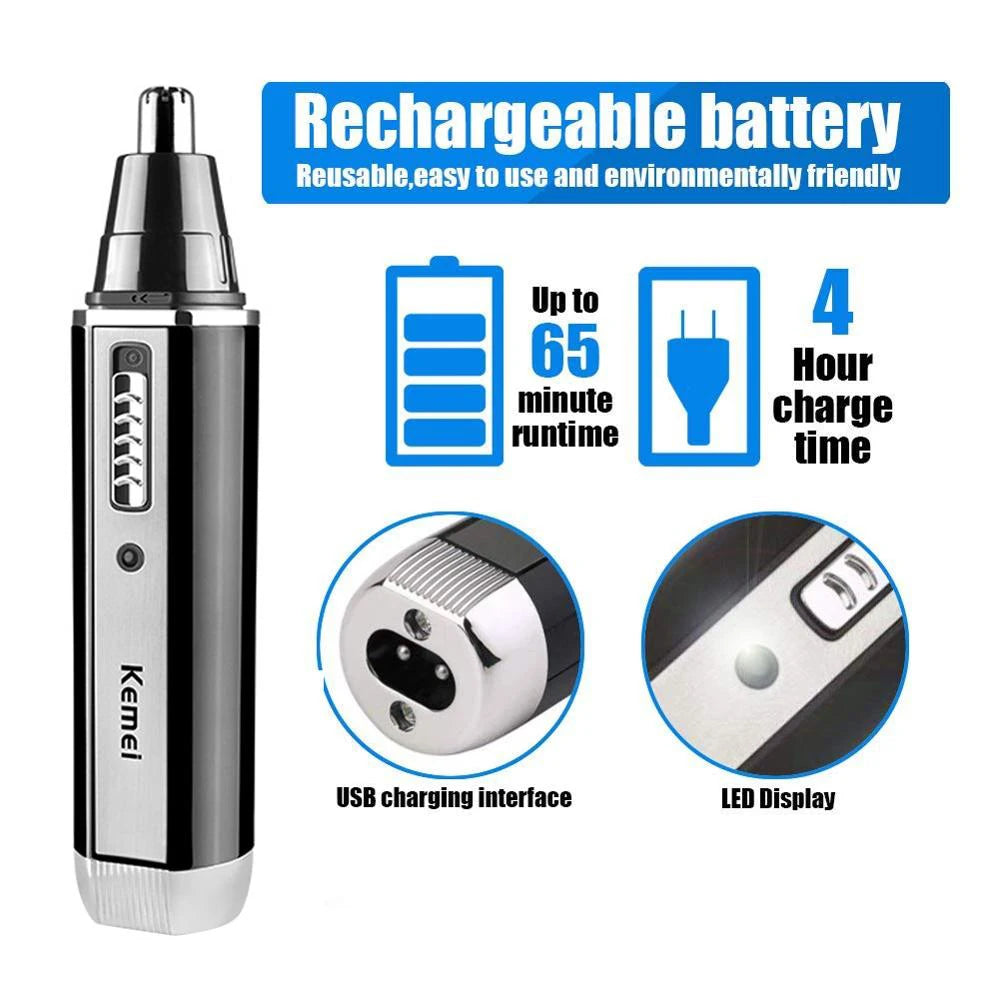 4-in-1 Rechargeable Nose & Ear Hair Trimmer for Men