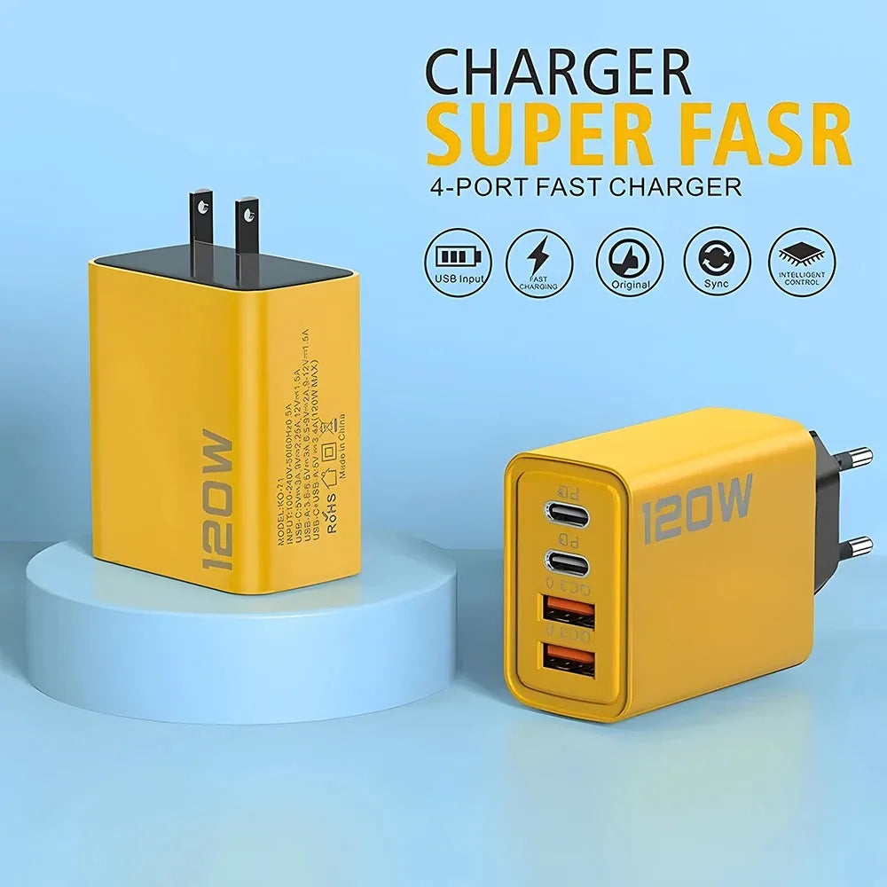 4-Port USB-C Fast Charger – PD Wall Adapter
