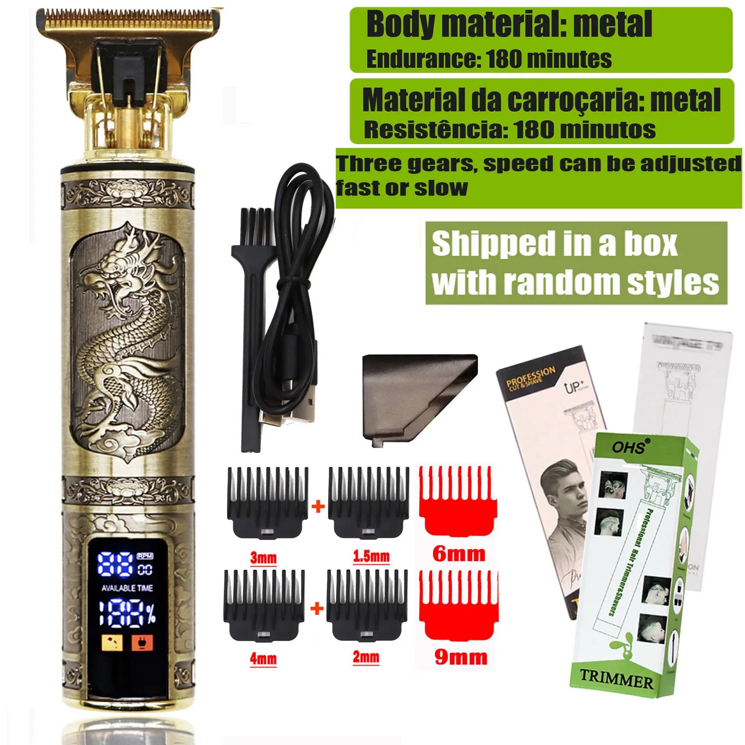 T9 Rechargeable Hair Clipper – 0mm Precision Trimmer