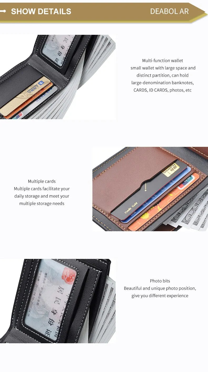Men's Slim PU Leather Bifold Wallet