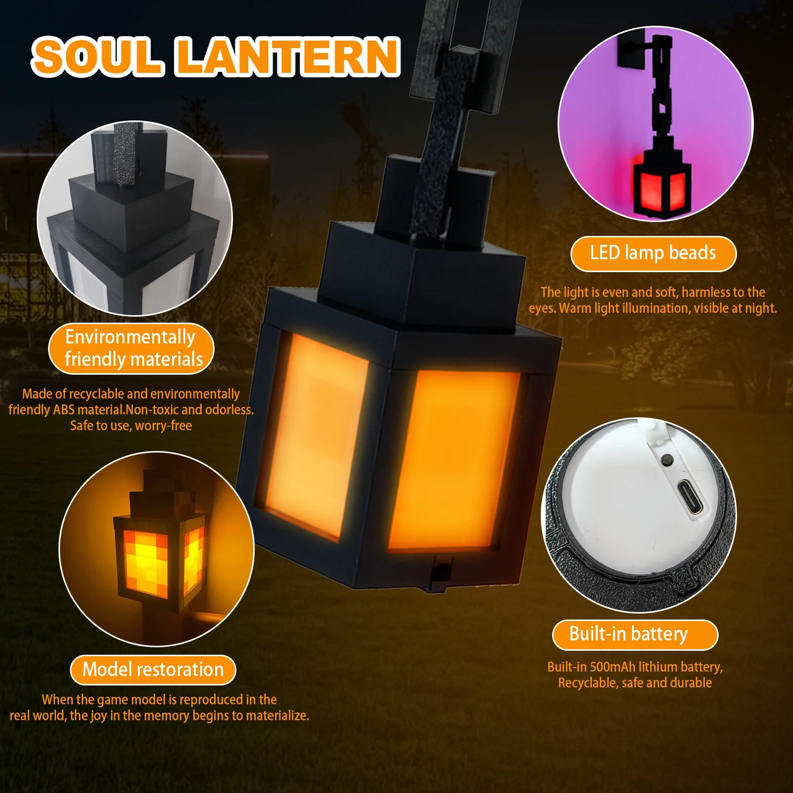 RGB Pixel Night Light Lantern