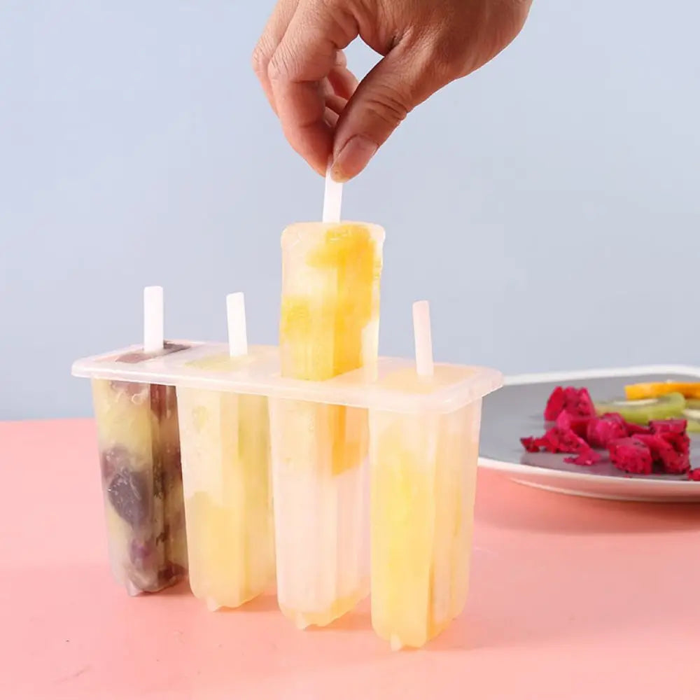 4-Slot Popsicle Mold with Lid – Homemade Ice Pop Maker