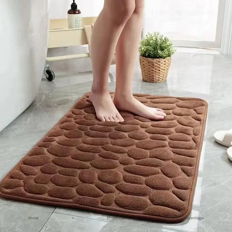 Cobblestone 3D Non-Slip Bath Mat – Absorbent & Machine Washable