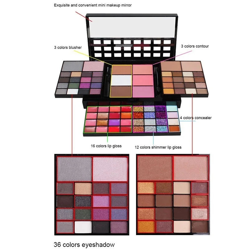Glitter & Matte Eyeshadow Palette – Long-Lasting Pigment