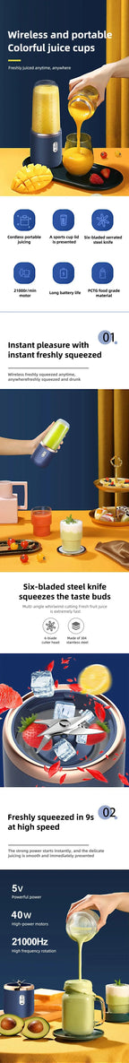 Portable USB Blender Cup – Rechargeable Travel Juicer