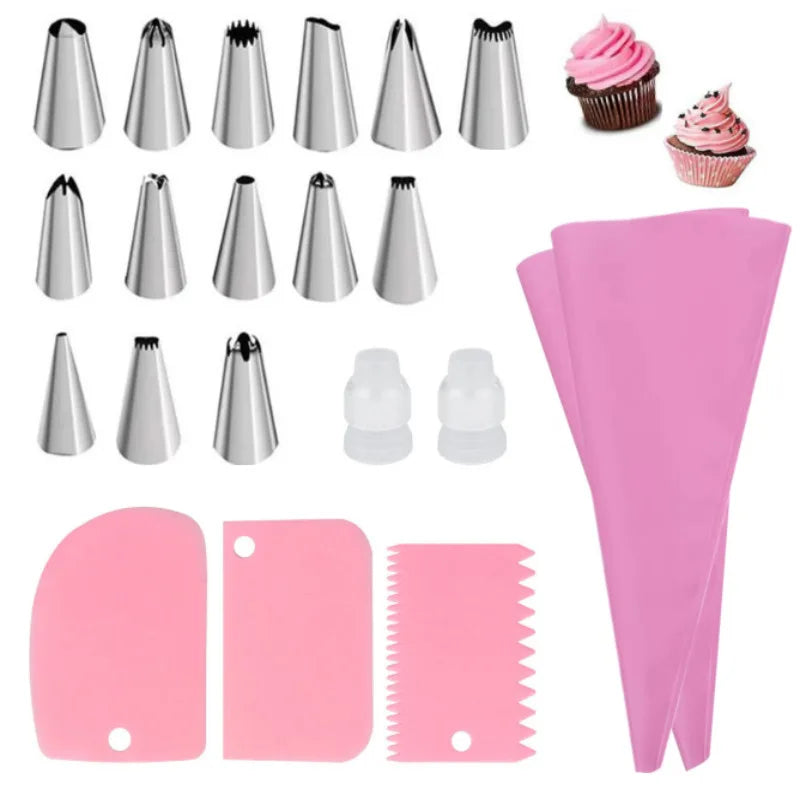 Silicone Piping Bag & Tip Set – Reusable Cake Decorating Kit