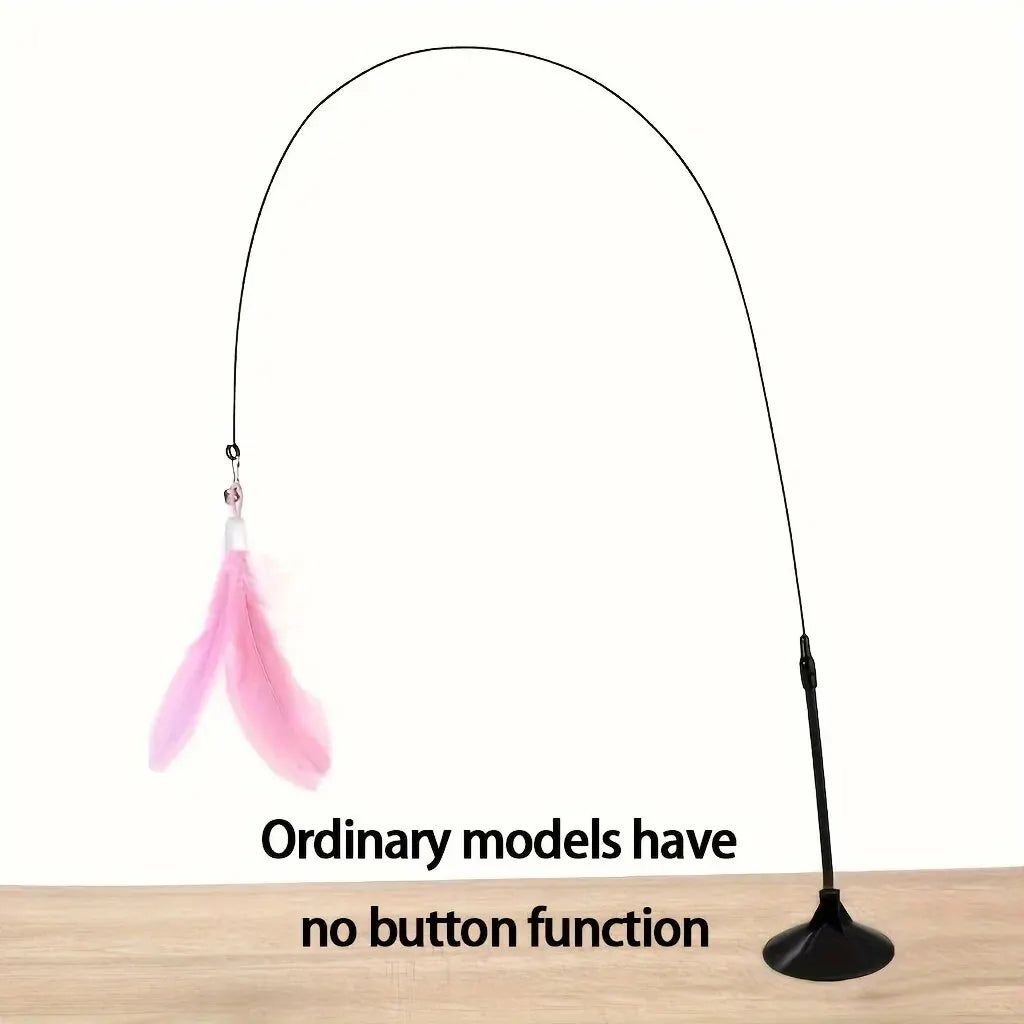 Interactive Cat Teaser Wand – Bell & Feather Suction Toy