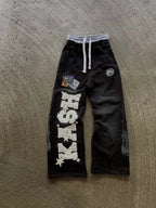 Embroidered Straight-Leg Casual Pants