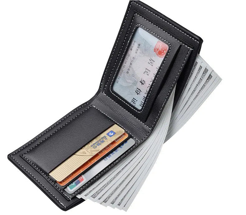 Men's Slim PU Leather Bifold Wallet