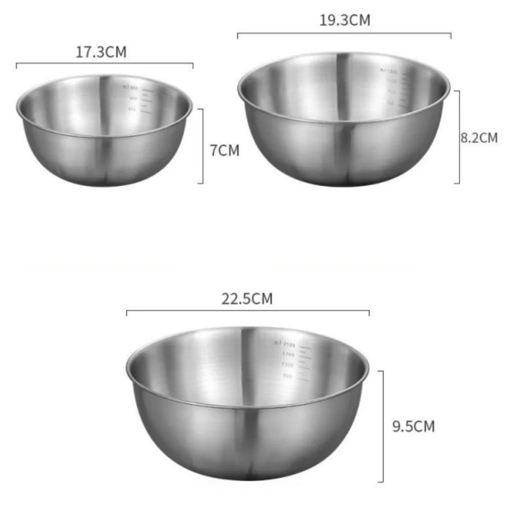 Stainless Steel Mixing Bowl Set with Measurement Scale