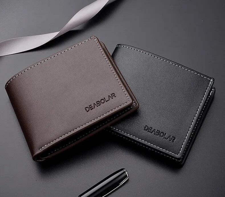 Men's Slim PU Leather Bifold Wallet